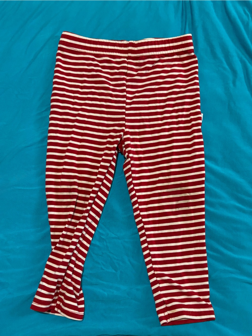 Little Sleepies Red and White Striped Kids Leggings